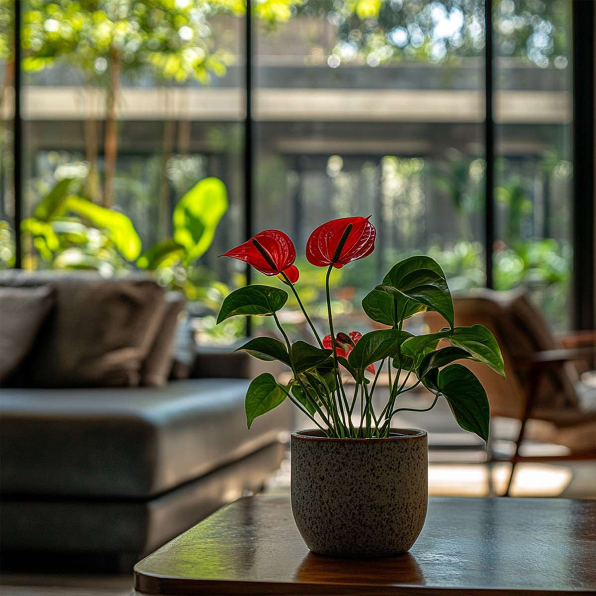 Floarea flamingo - Anthurium 'Madural Red' - Înălțime 40-45cm - ø14cm