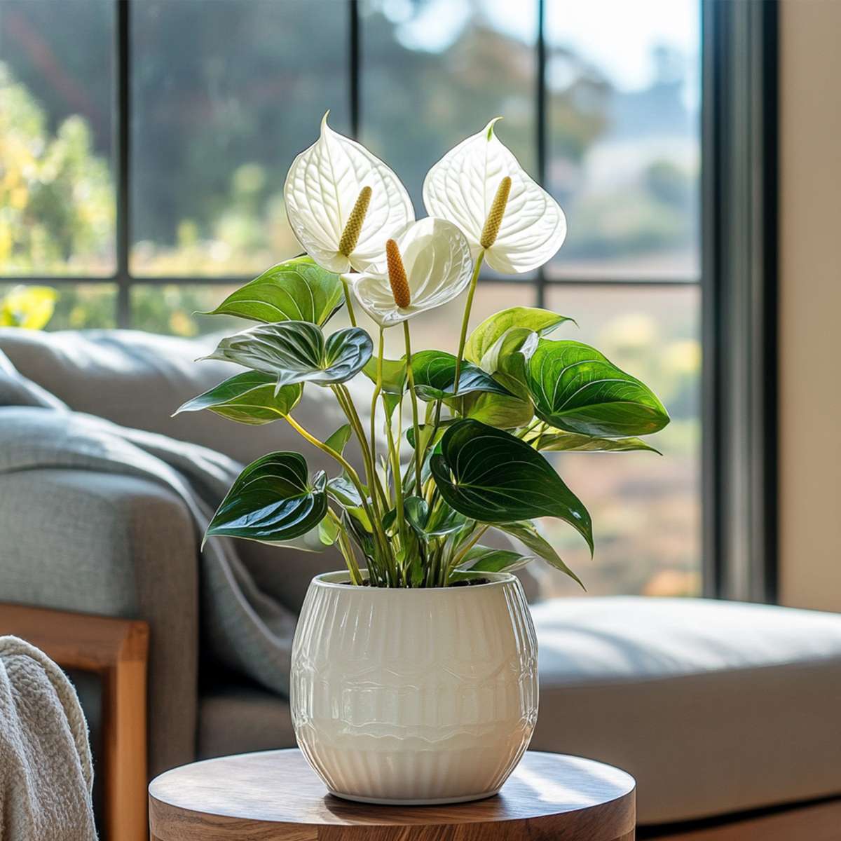 Floarea flamingo - Anthurium 'Alpine White' - Înălțime 40-55cm - ø14cm