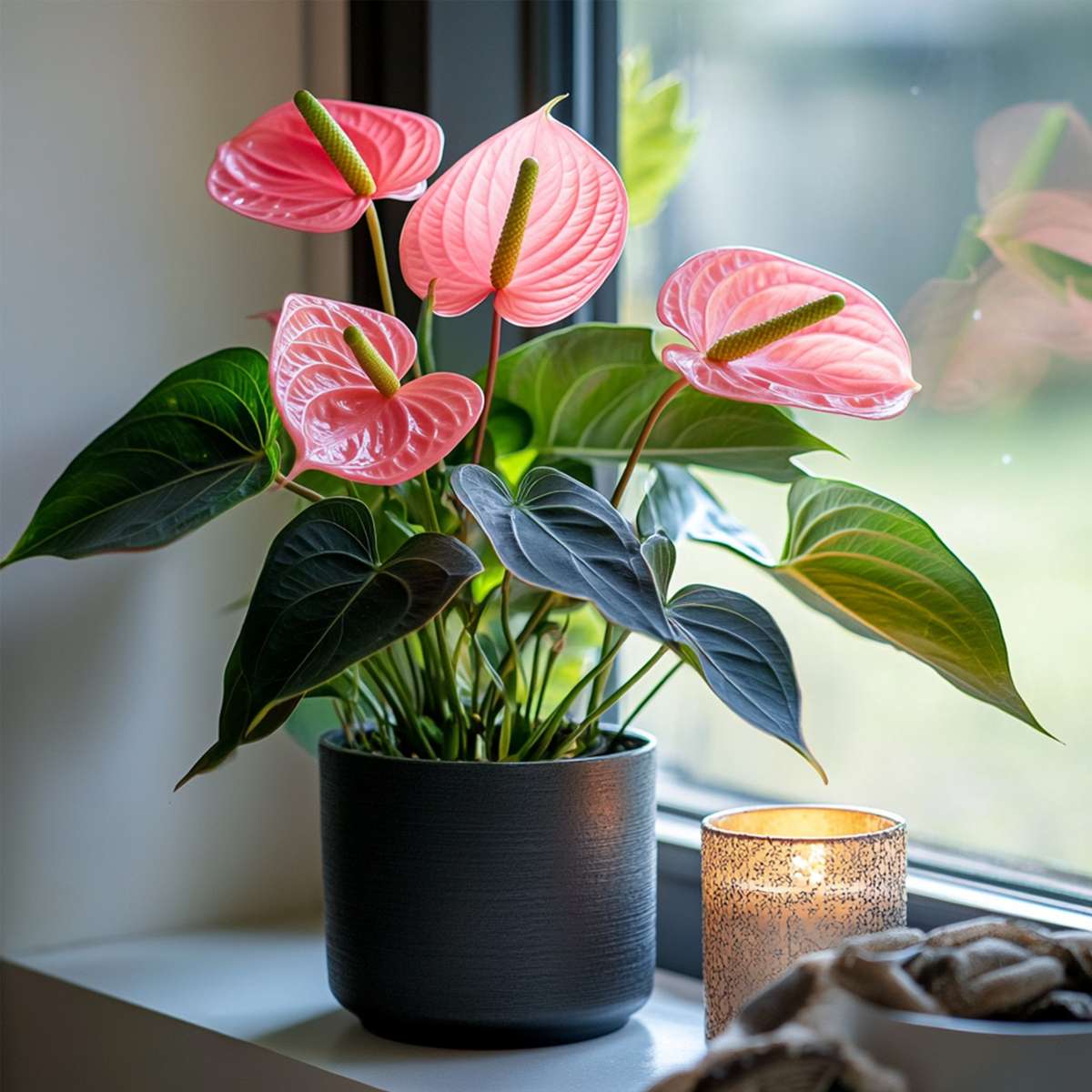 Floarea flamingo - Anthurium 'Maine Pink' - Înălțime 55-70cm - ø17cm