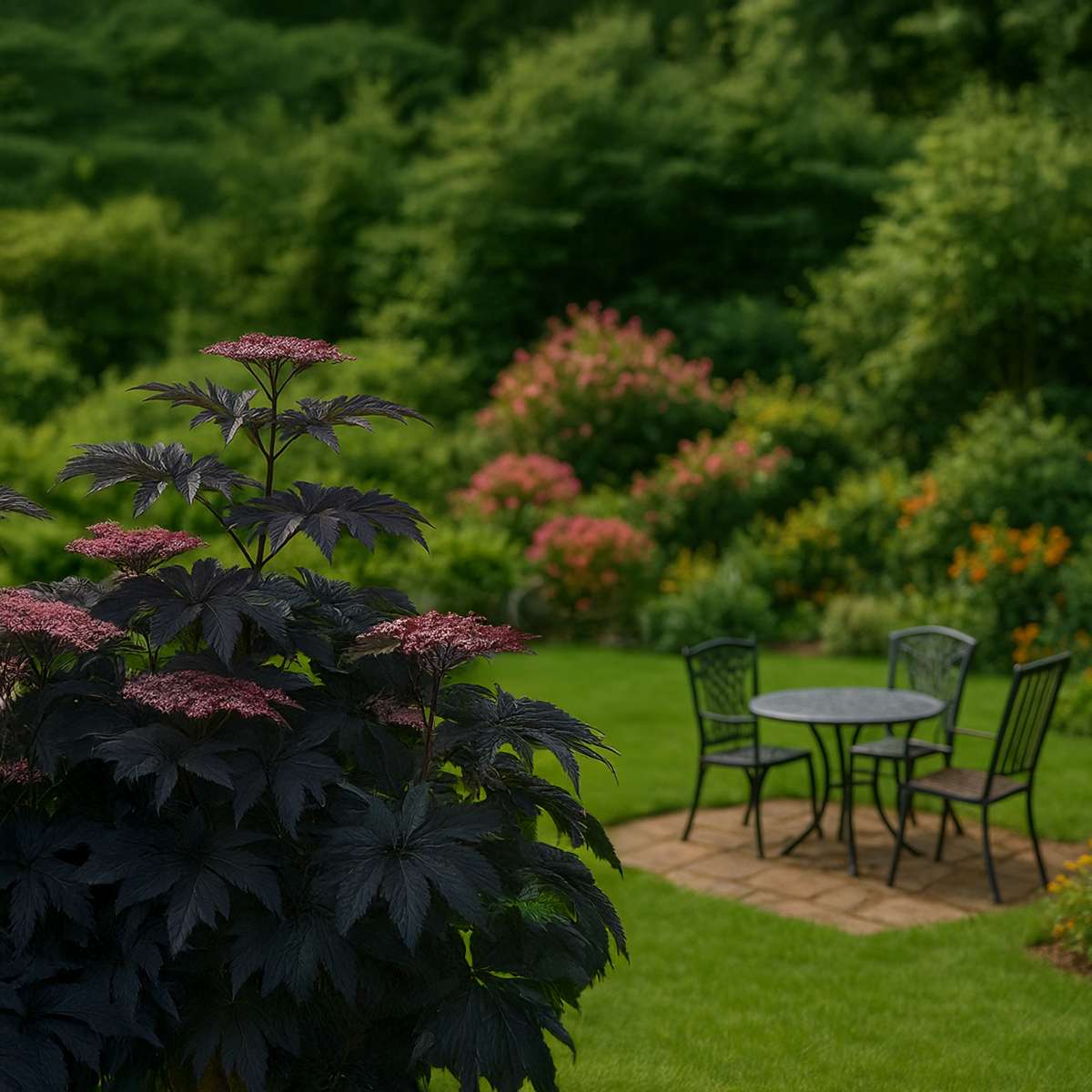 Soc negru - 4 buc - Sambucus nigra 'Black Lace' - Înălţime 25-40cm - ⌀17cm