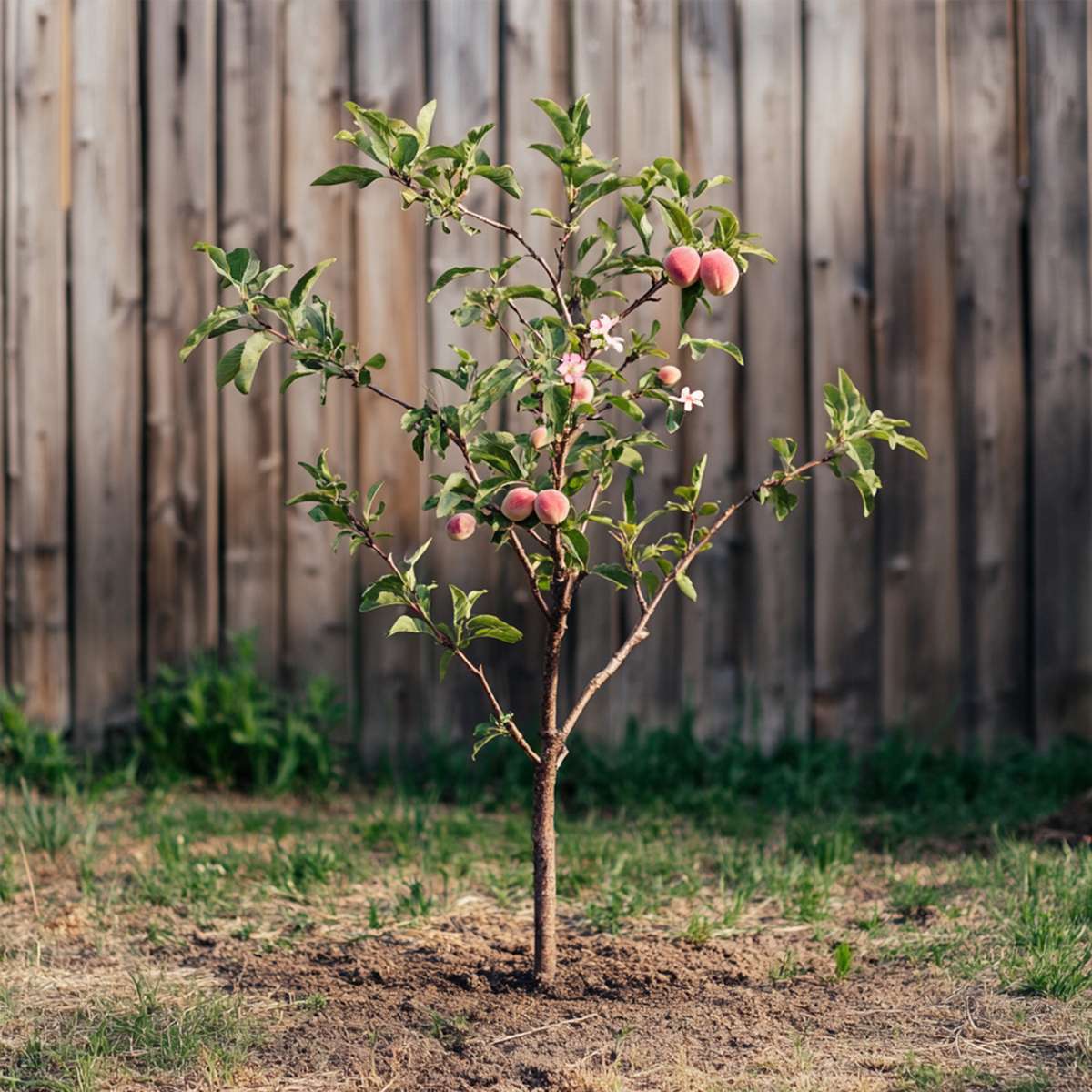 Piersic - Prunus persica 'Saturne' - Înălţime 60-70cm - ⌀15cm