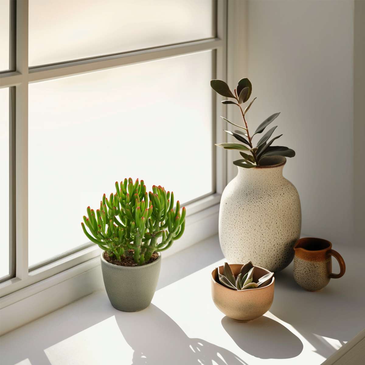 Planta de Jad - Set 2 - Crassula ovata 'Gollum' - Înălțime 15-25 cm - ⌀ 12 cm