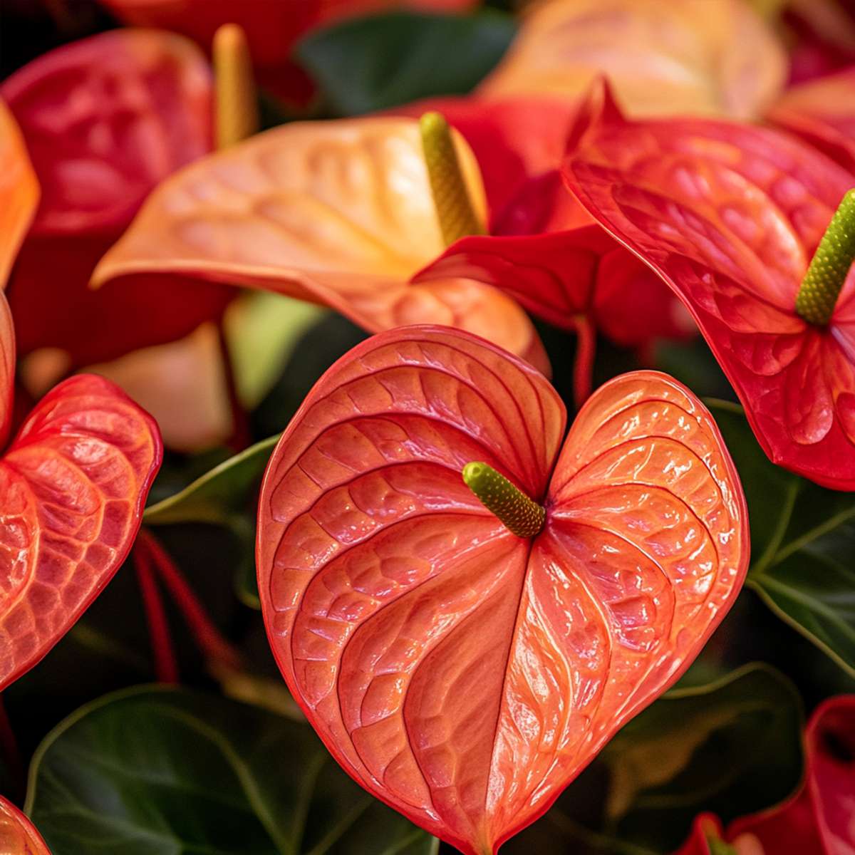 Floarea flamingo - Anthurium 'Madural Orange' - Înălțime 55-70cm - ø17cm