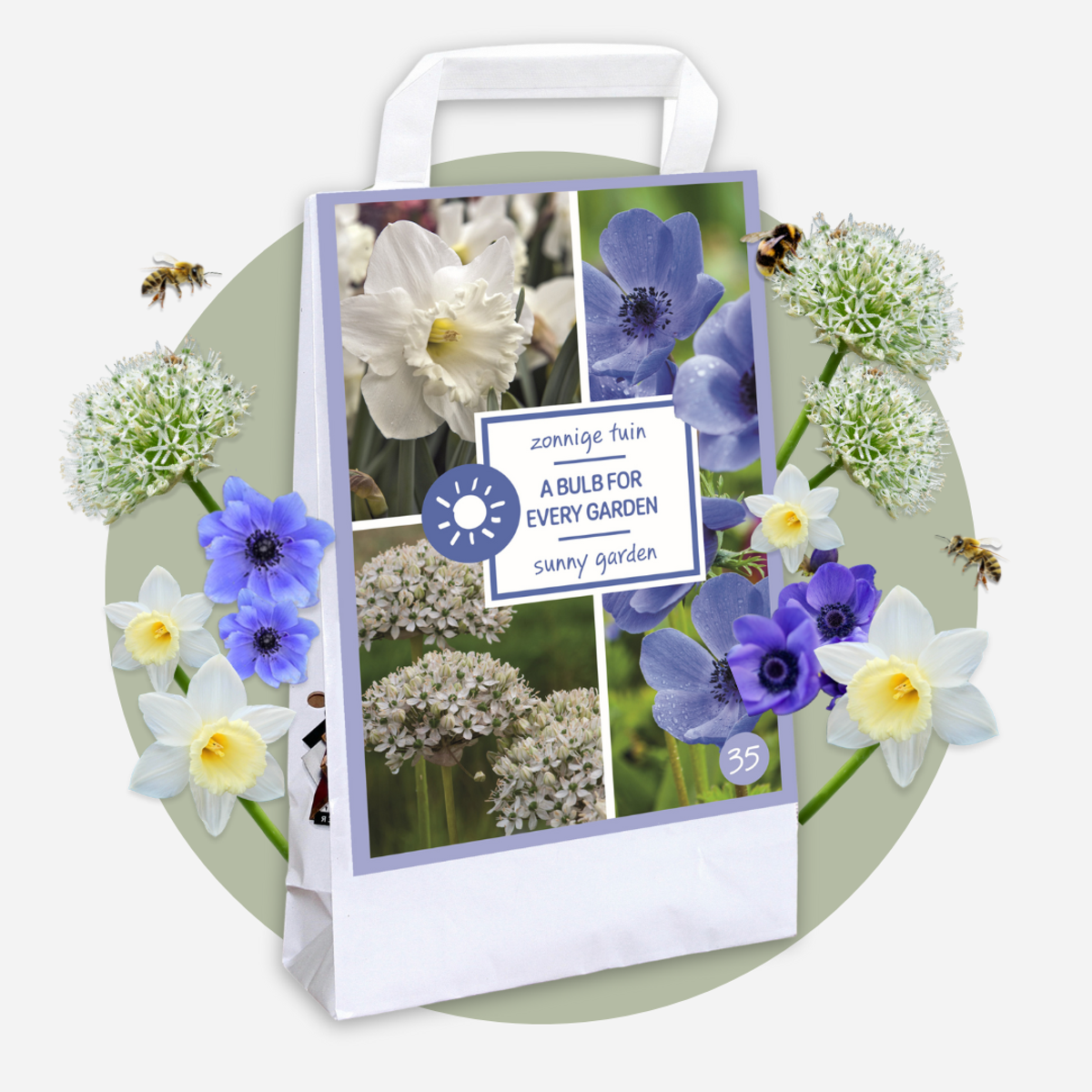 Bulbi - 35 buc - Cutie Sunny Garden - Anemonă, Allium, Narcis