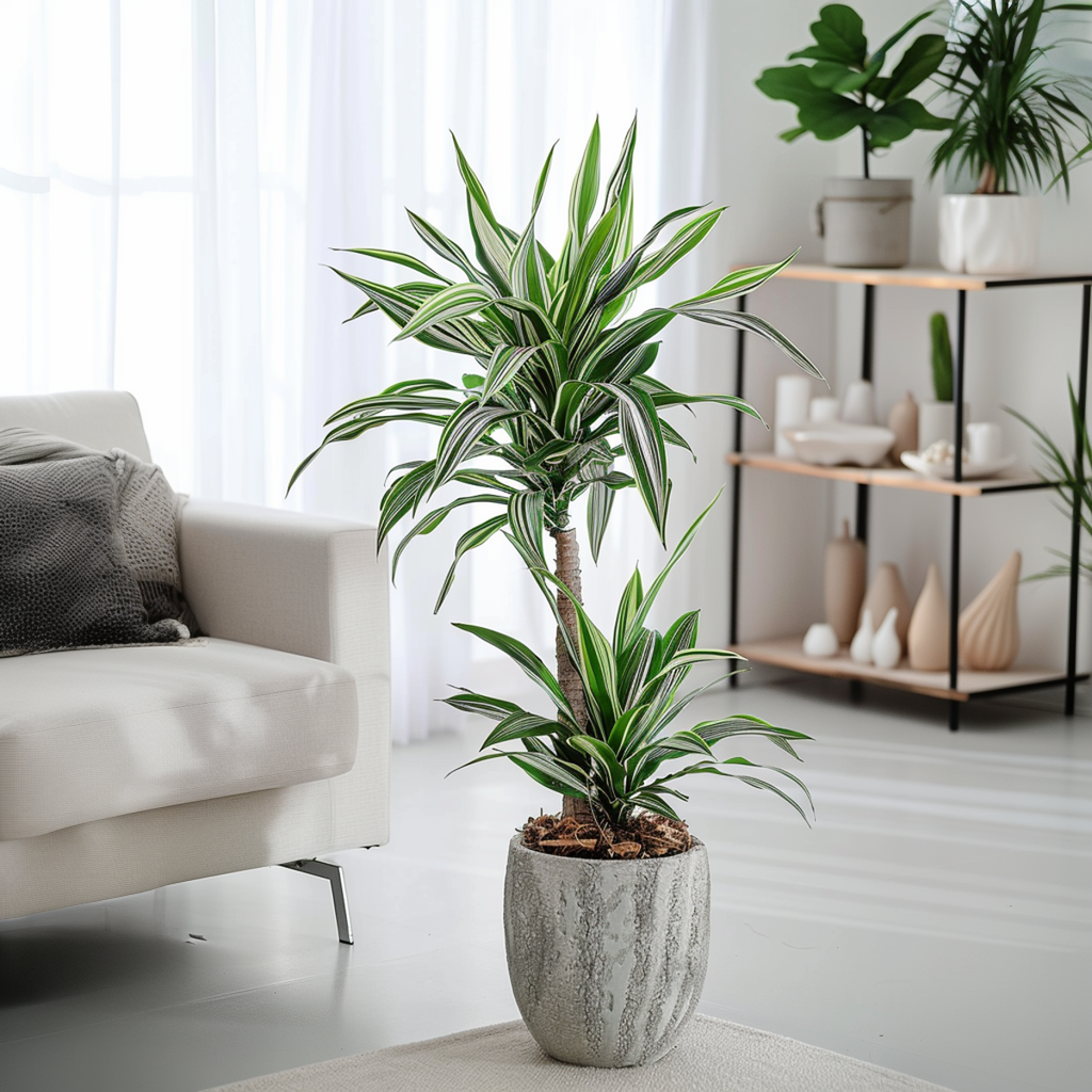 Dracena - 2 buc - Dracaena deremensis 'White Stripe' - Înălţime 60-70cm - ⌀17cm