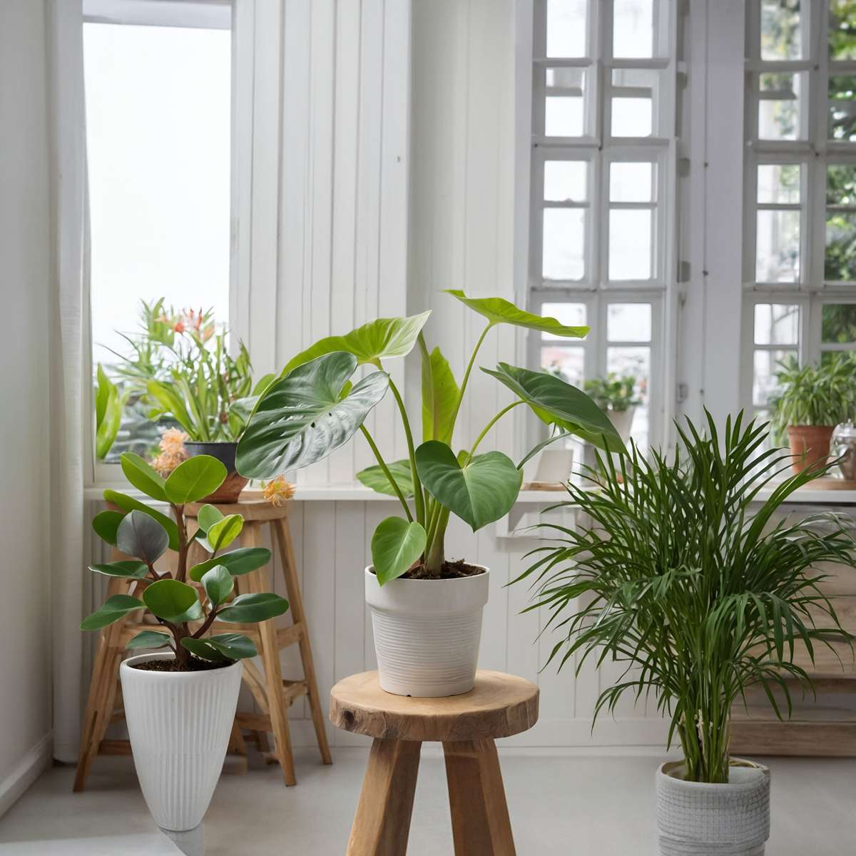 Mix de palme pentru interior - 4 buc - Dypsis, Chamaedorea - În. 25-40cm - ⌀12cm